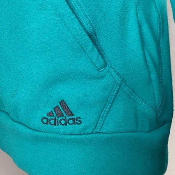ADIDAS Microfleece Pullover Hoodie Teal XS - Picture 9 of 14